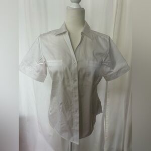 Chico's 0 (S/4) White No Iron Button-Up Blouse